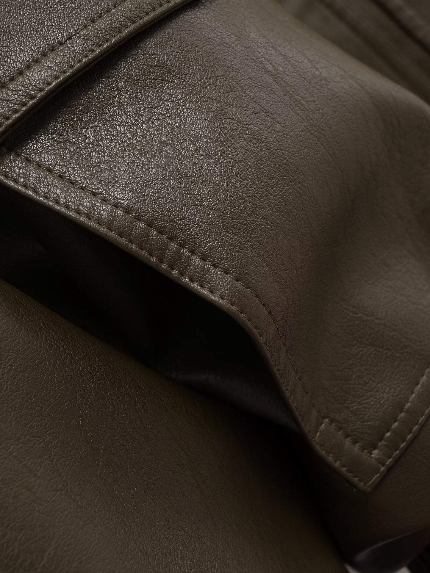 Women's short standing collar Faux Leather jacket Coat