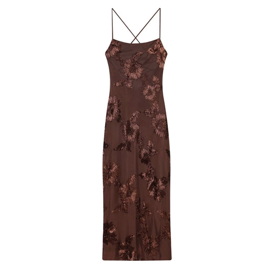 Women's embroidered floral backless MIDI dress