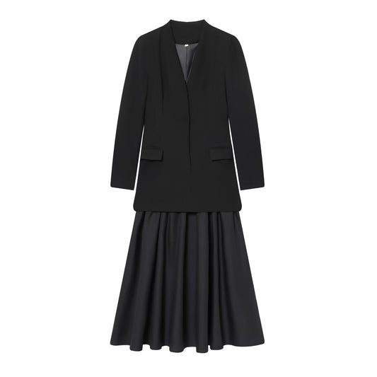 Women's new fashion splicing Suit style MIDI dress