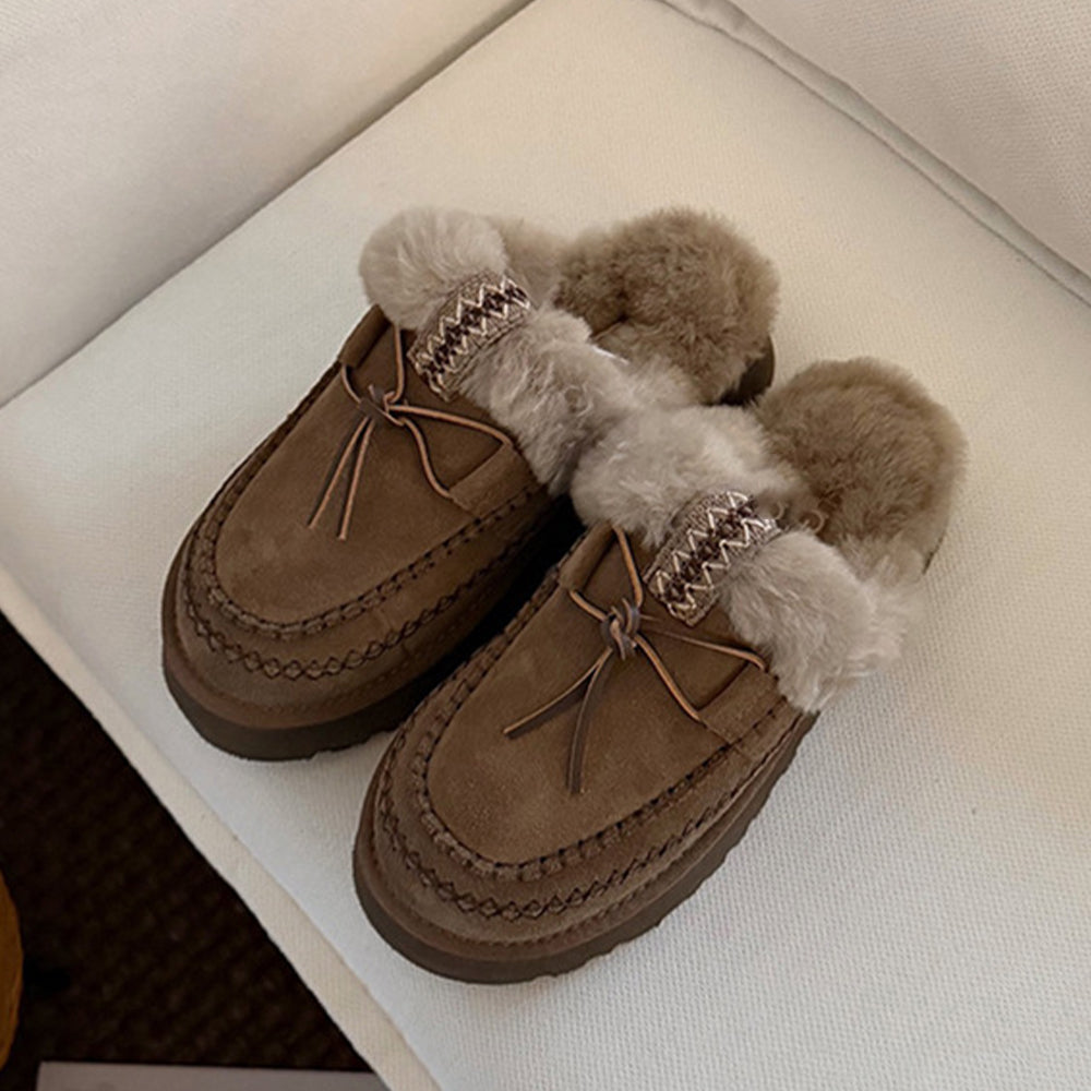 Women's thick-soled warm and velvet slippers in autumn and winter