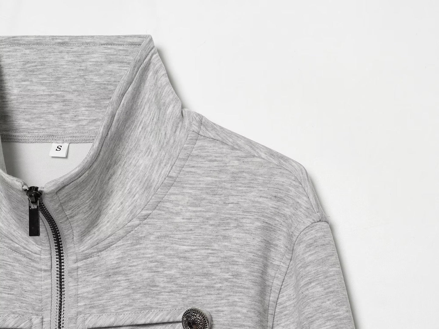 Women's short standing collar hoodie style Coat