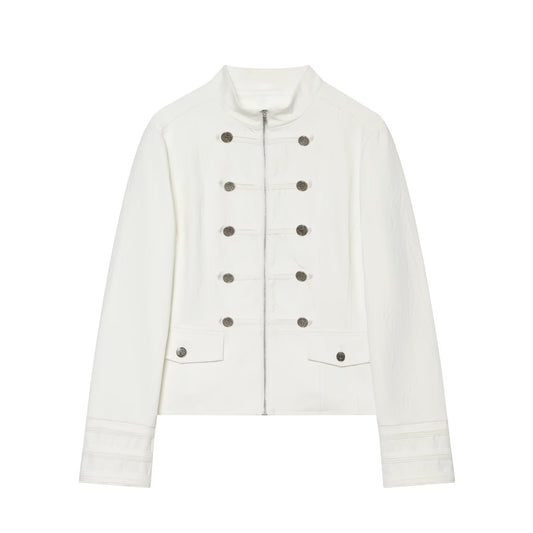 Women's standing collar breasted decorative Blazer Coat
