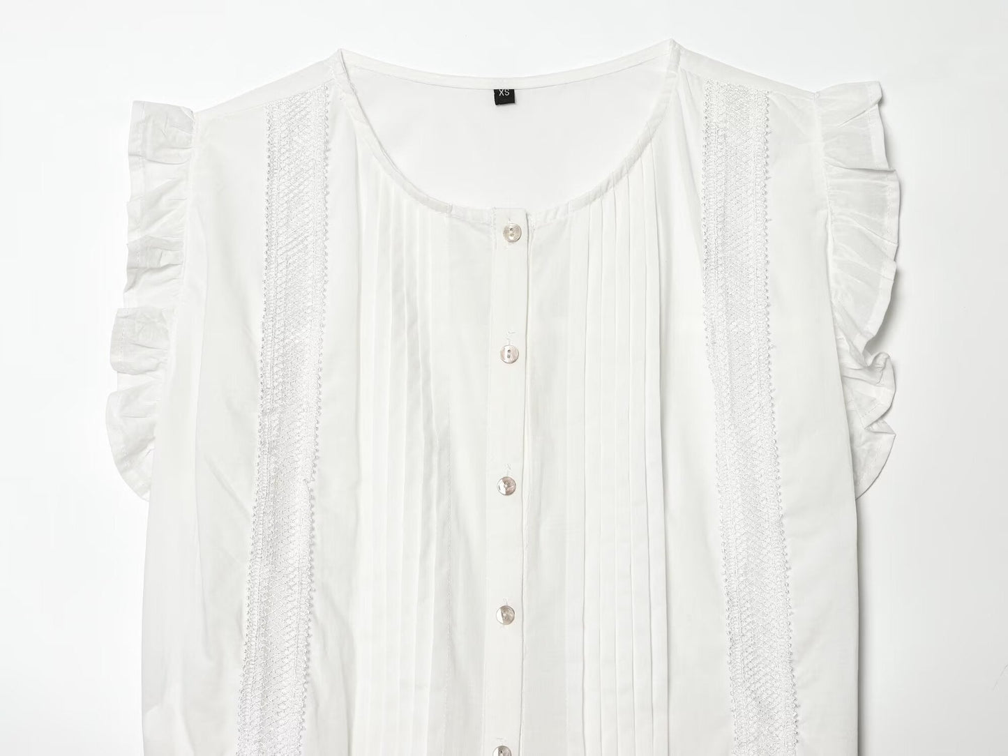 Women's vertical lace decoration sleeveless shirt