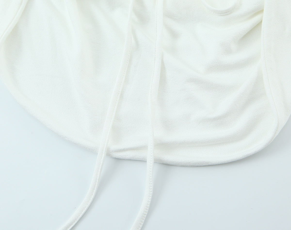 Women's pleated Hanging neck collar top