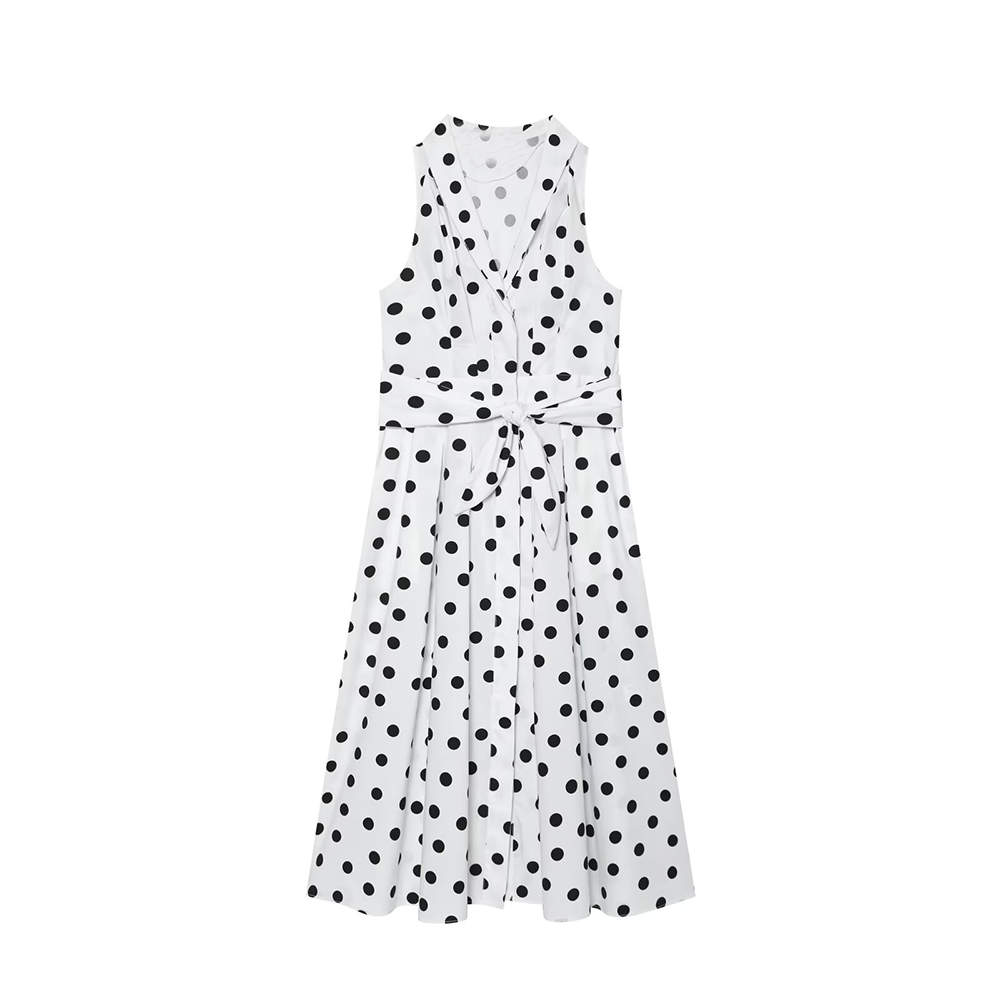 Women's polka dot Poplin Midi Dress