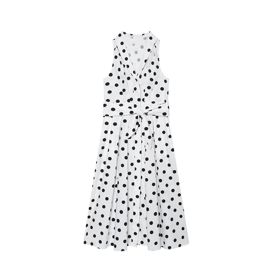 Women's polka dot Poplin Midi Dress