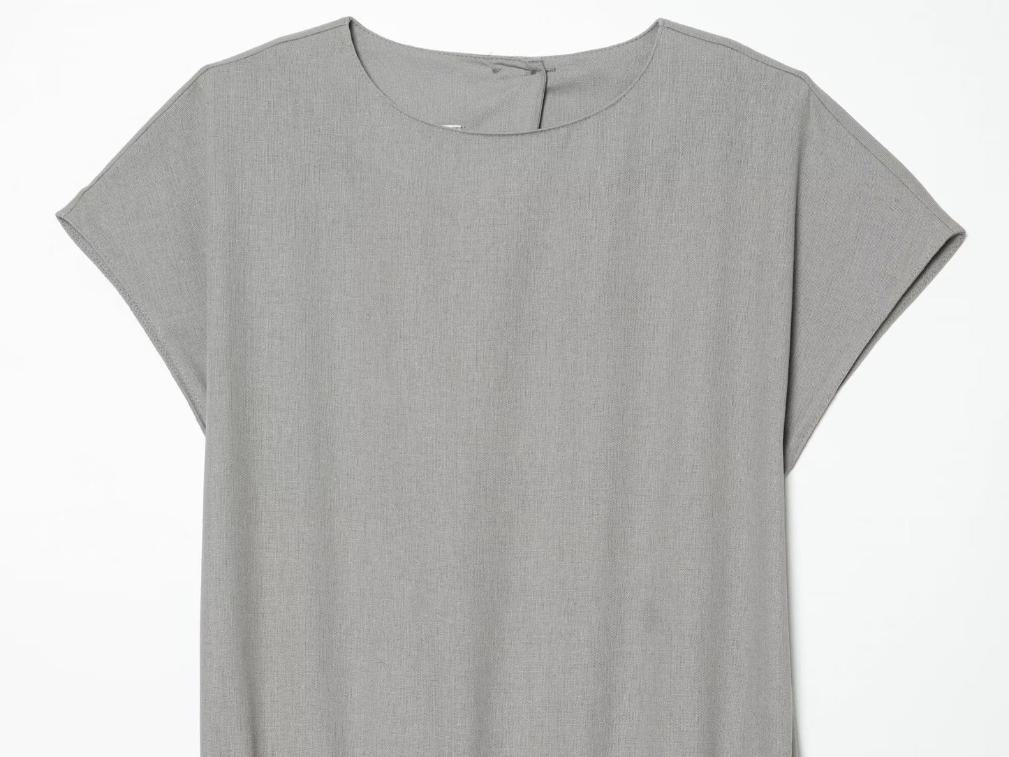 Women's O Neck linen blended MIDI dress