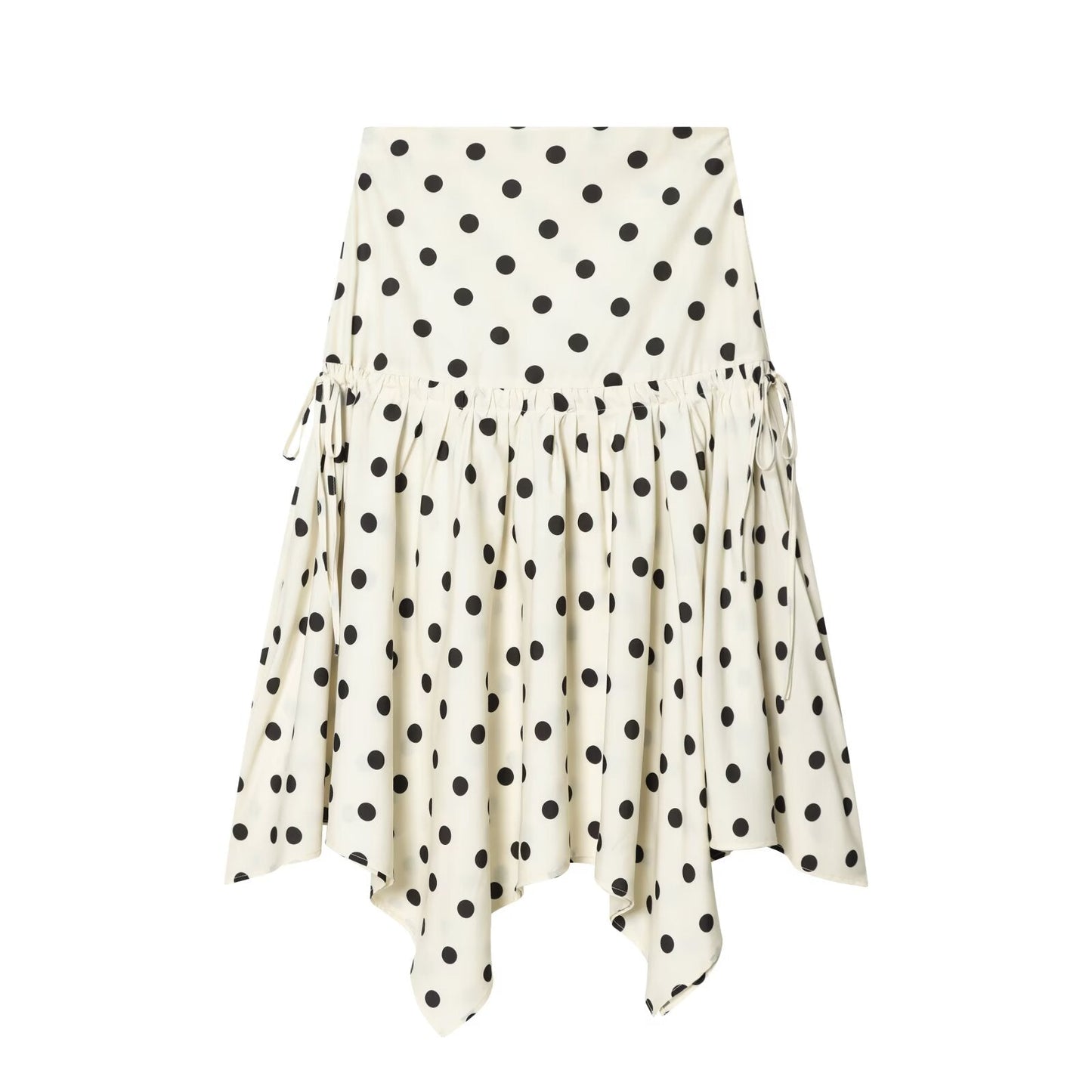 Women's asymmetrical polka dot MIDI skirt