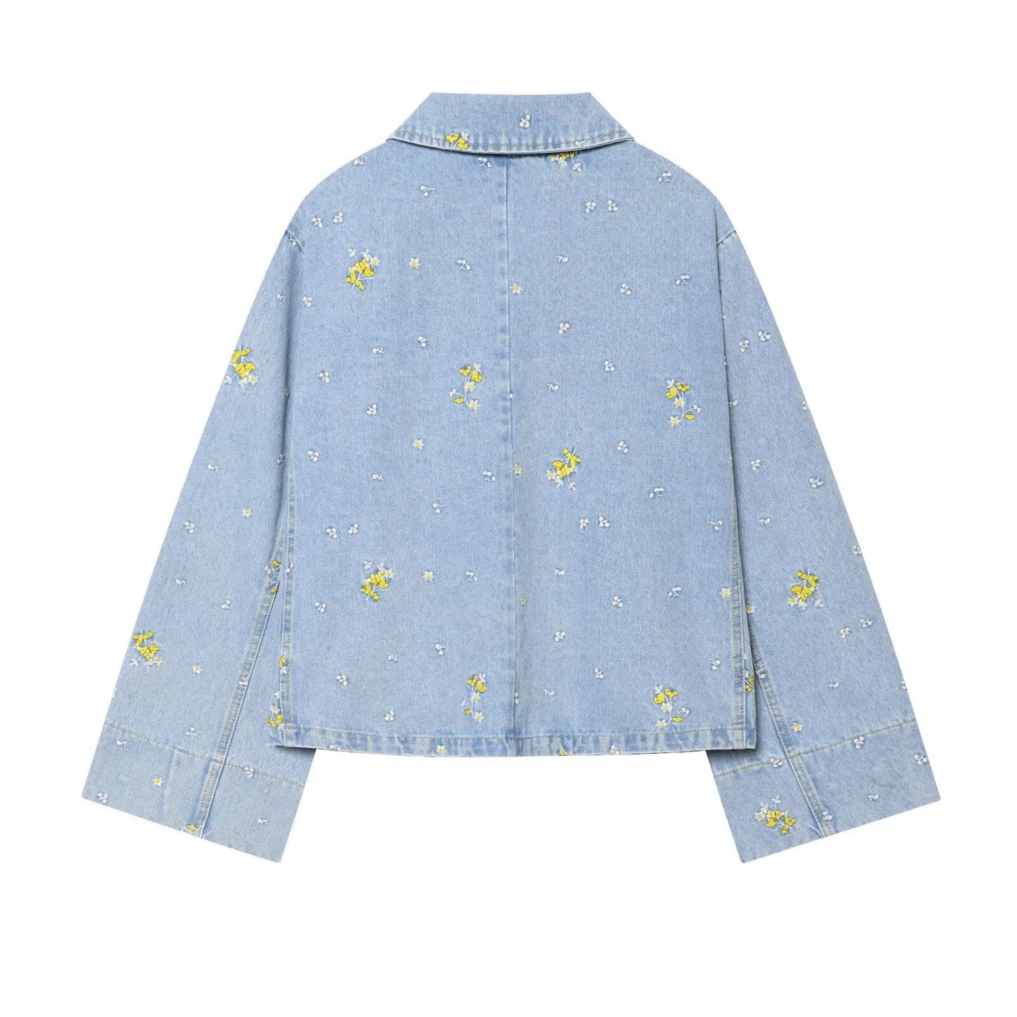 suit Women's 2 pieces flower embroidered denim jacket Coat+Shorts