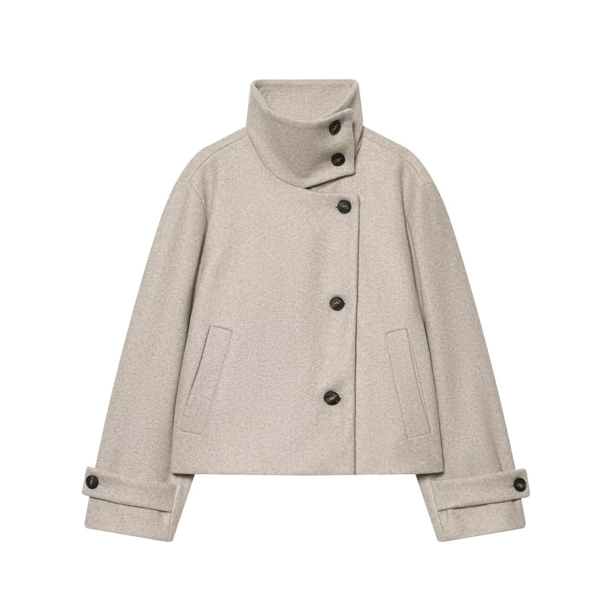 Women's new multi-color stand collar buttoned Coat