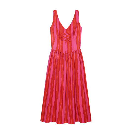 Women's rope knot decorative striped dress