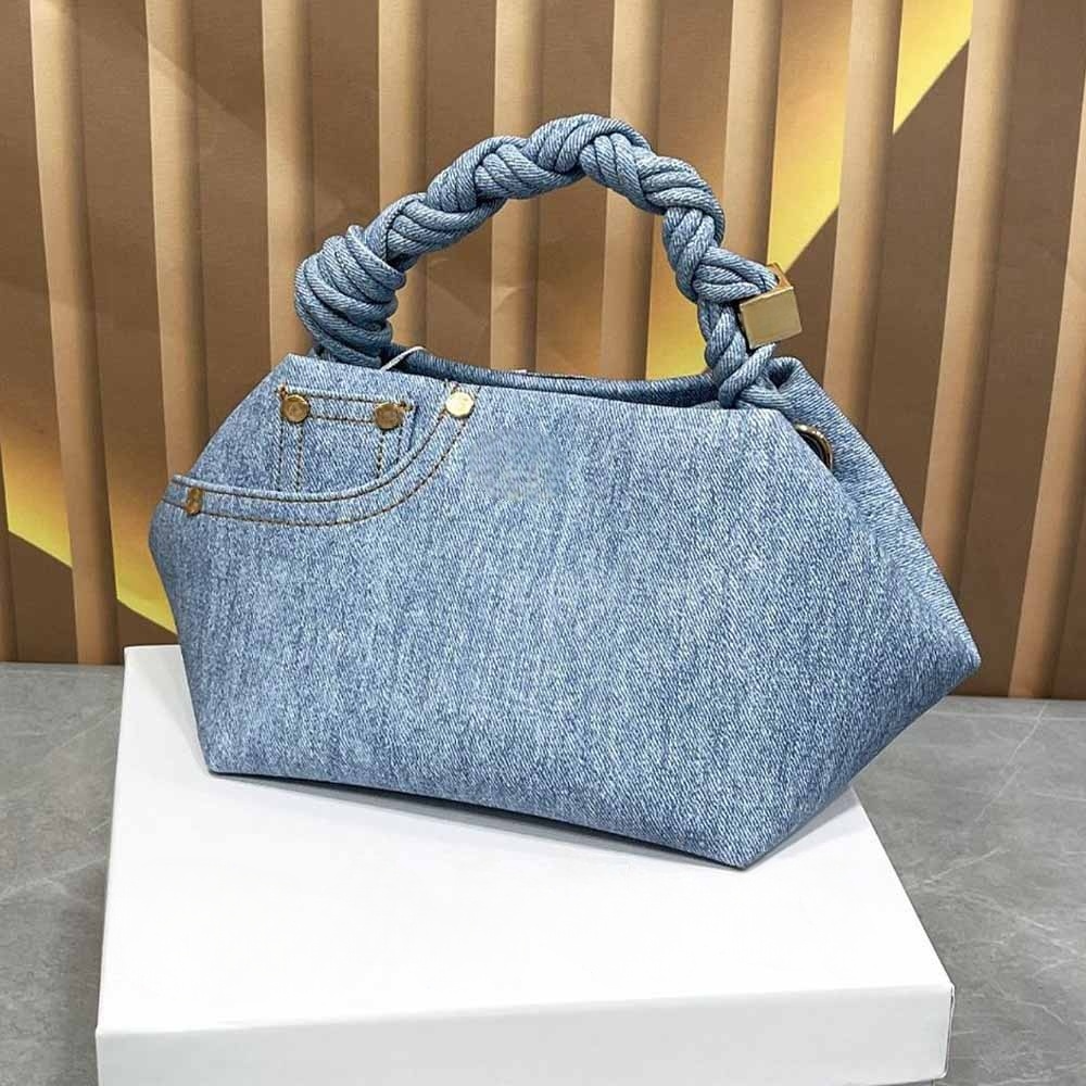 Women's new denim woven hexagonal shoulder bag