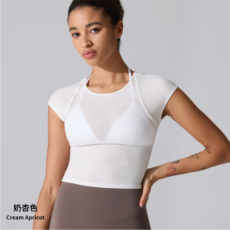 Women's new breathable slim fitness yoga short sleeve T-shirt