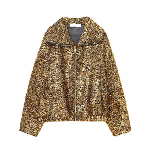 Women's metallic line Lapel pilot jacket Coat