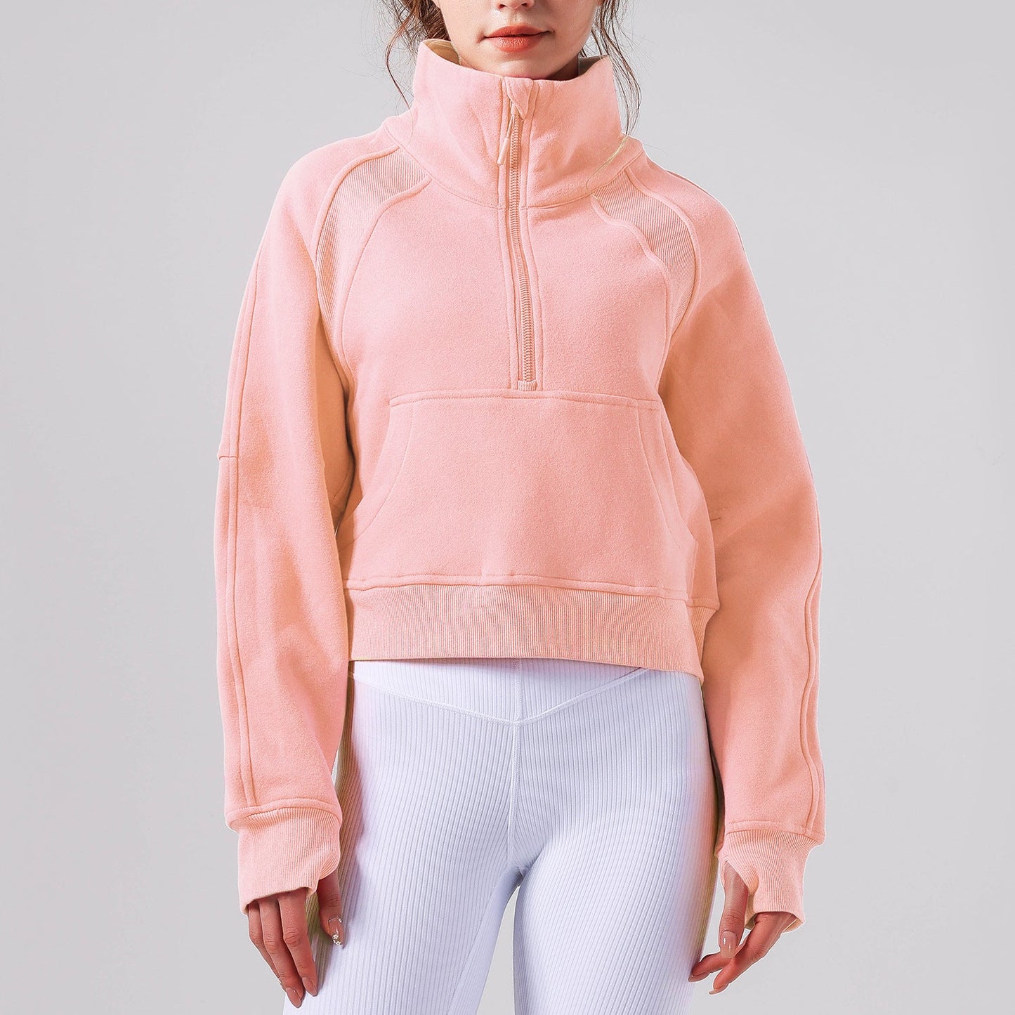 Women's new Joker Fall/Winter Yoga Clothing Semi-Zipper Stand-up Sports Sweater Loose Joker Leisure Yoga Top