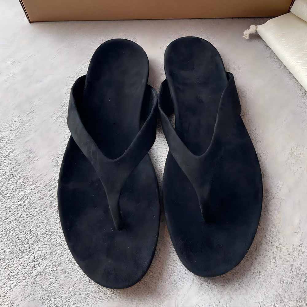 Women's new suede slippers with flat bottom and soft bottom have a shoe box