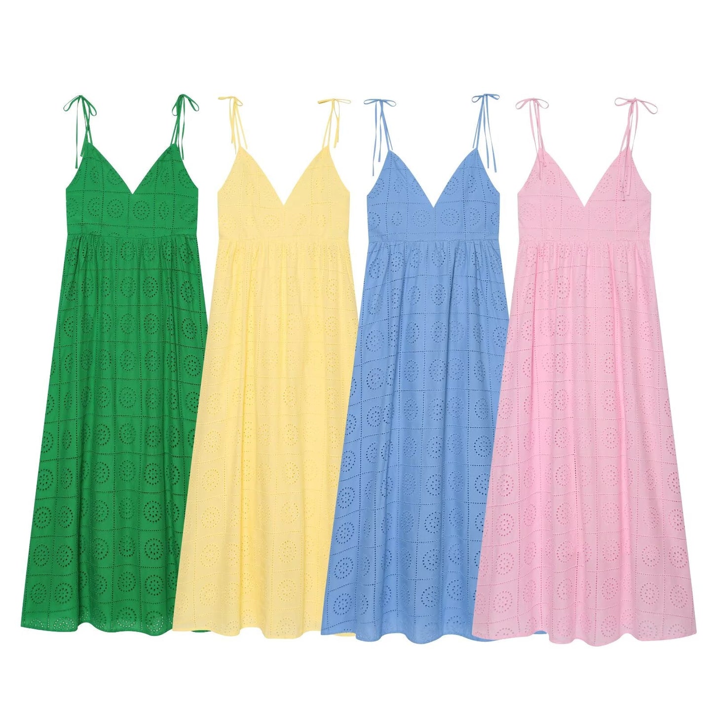 Women's hollowed out embroidered MIDI dress