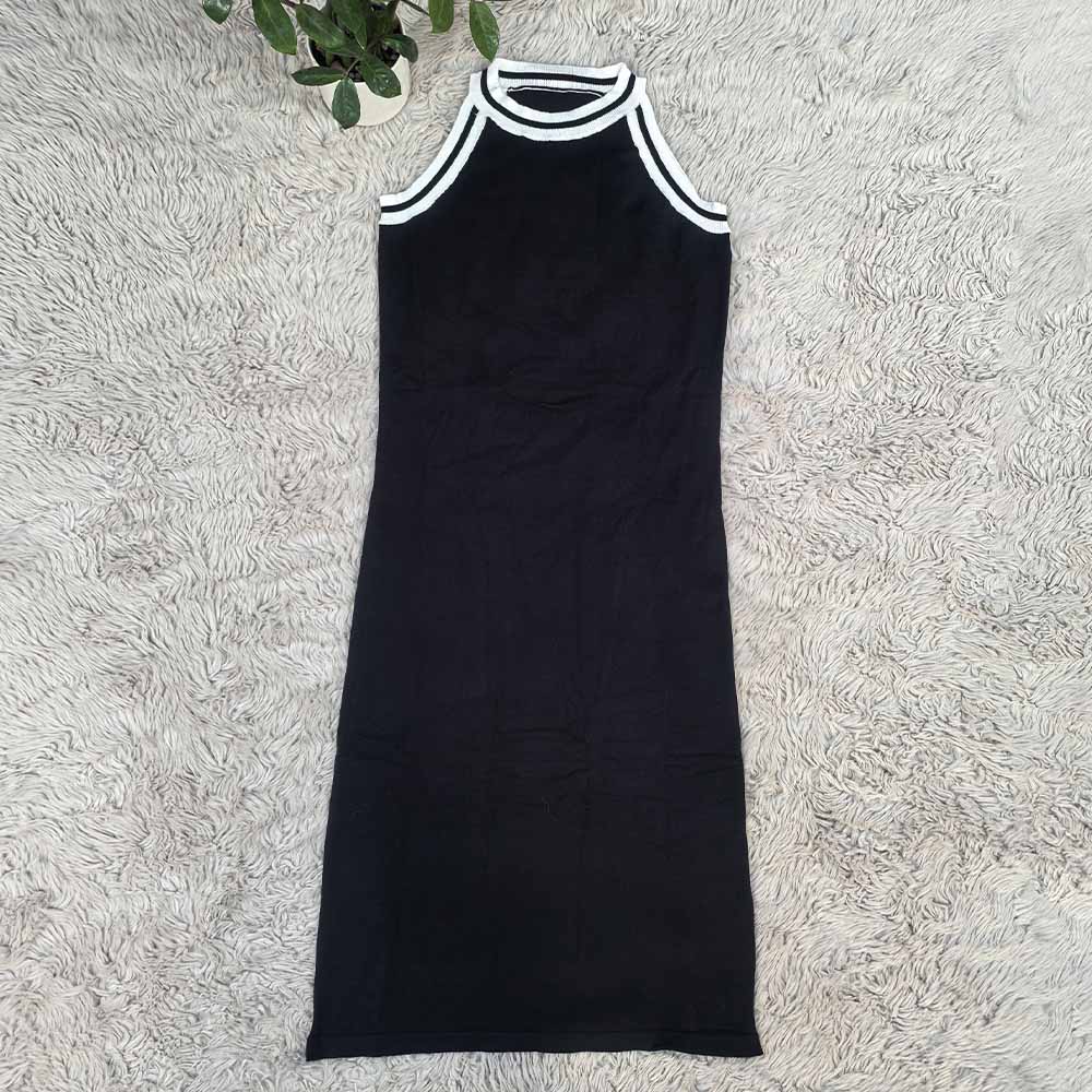 Women's new neck-hanging knitted hip-wrapped dress