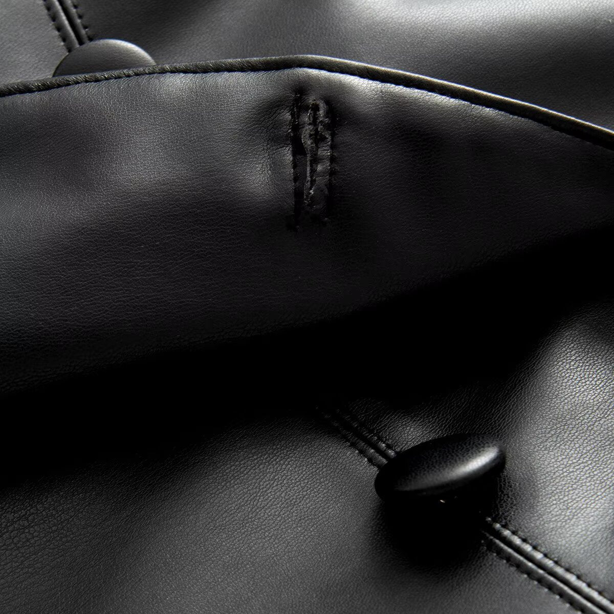 Women's slim double breasted faux leather Blazer Coat