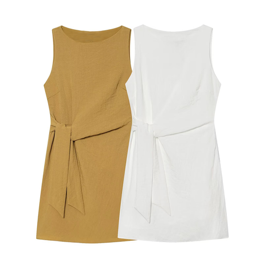 2026 Women's Sleeveless Waist-Tied Dress