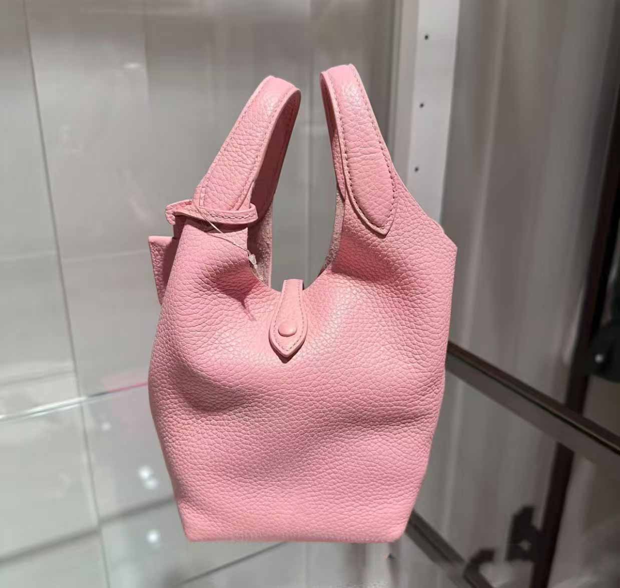 Women's new bucket bag lychee grain cowhide hand bill shoulder crossbody bag