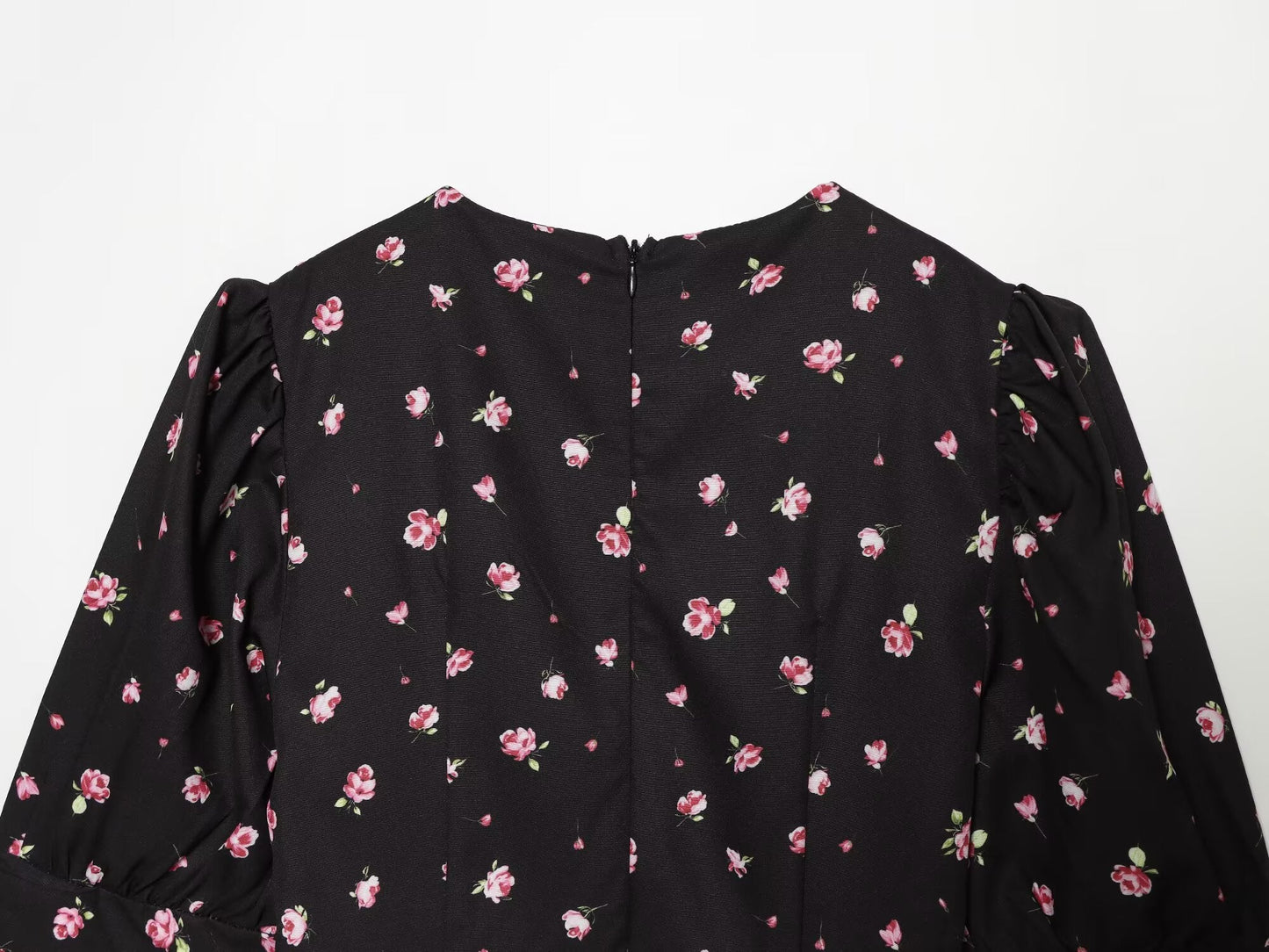 Women's slim V-neck printed mini dress
