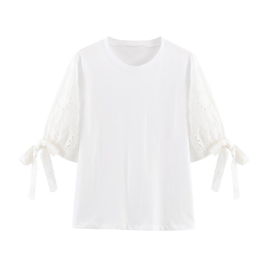 Women's Round-Neck Embroidered T-Shirt
