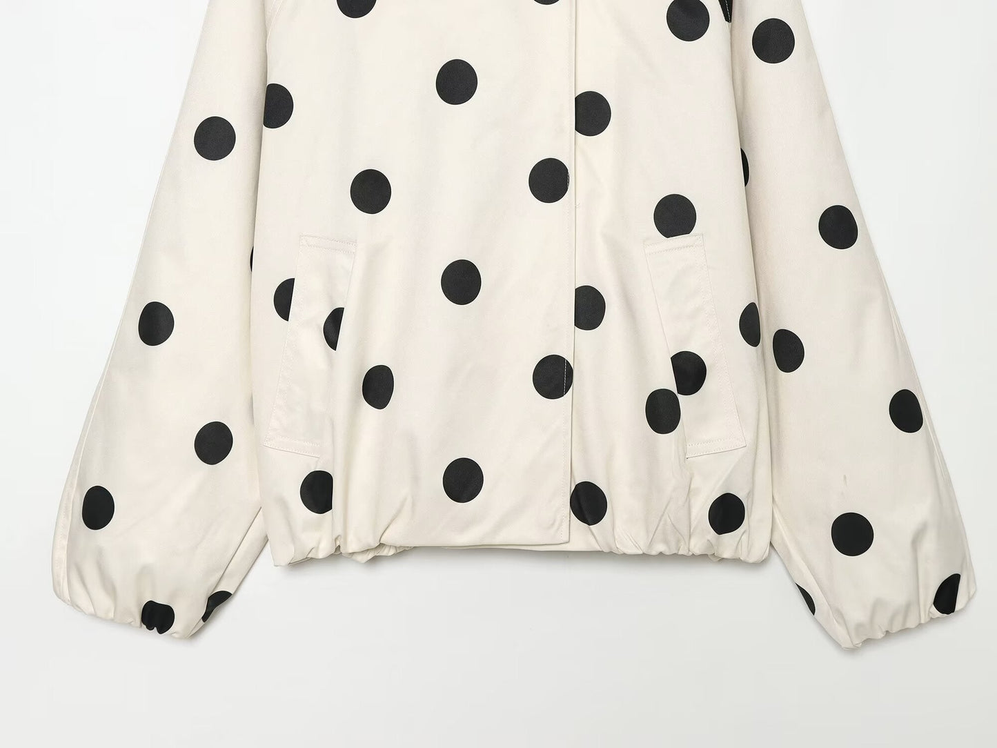 Women's standing collar polka dot pilot jacket Coat