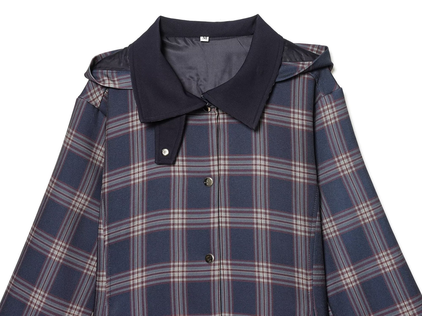 Women's loose checkered hooded cotton jacket Coat