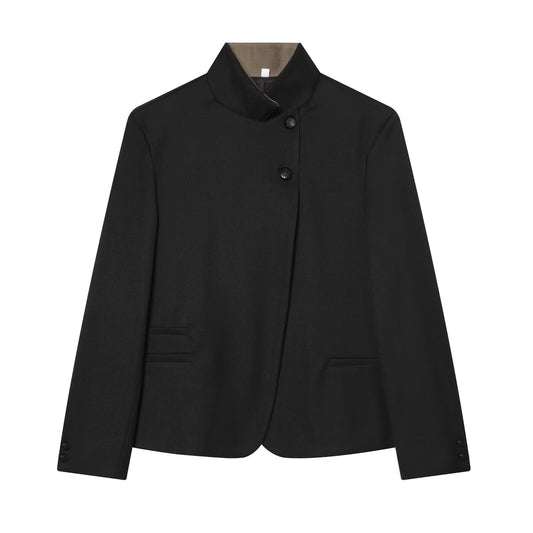 Women's breasted decorative high neck Blazer Coat