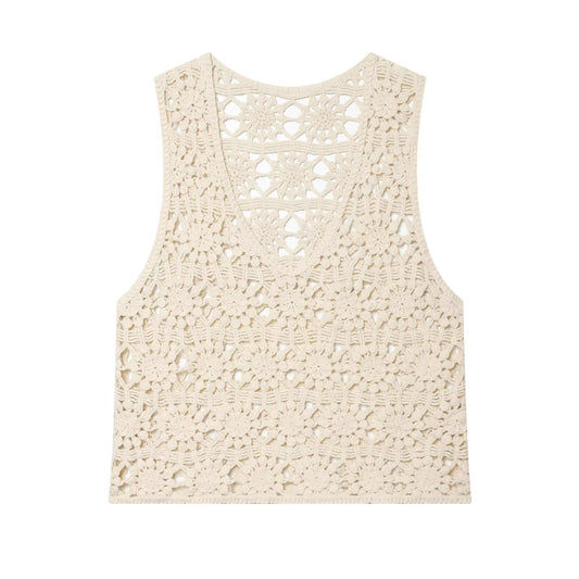 Women's casual hollow knitted vest