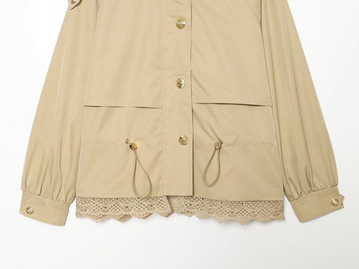 Women's casual lace patchwork workwear jacket