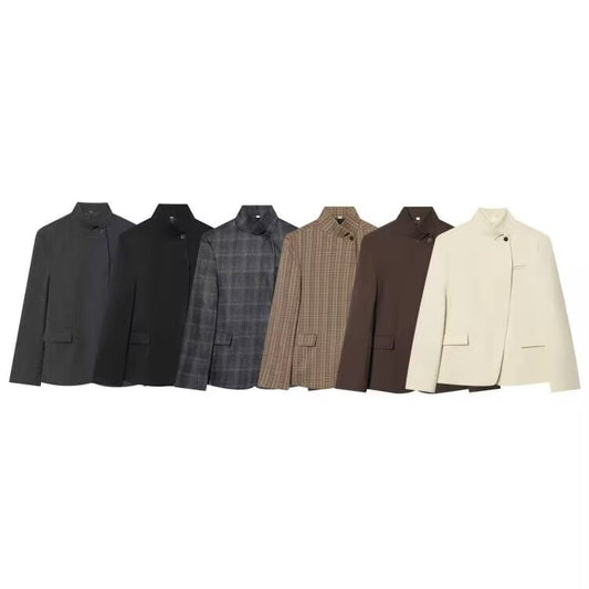 Women's casual stand collar Blazer Coat