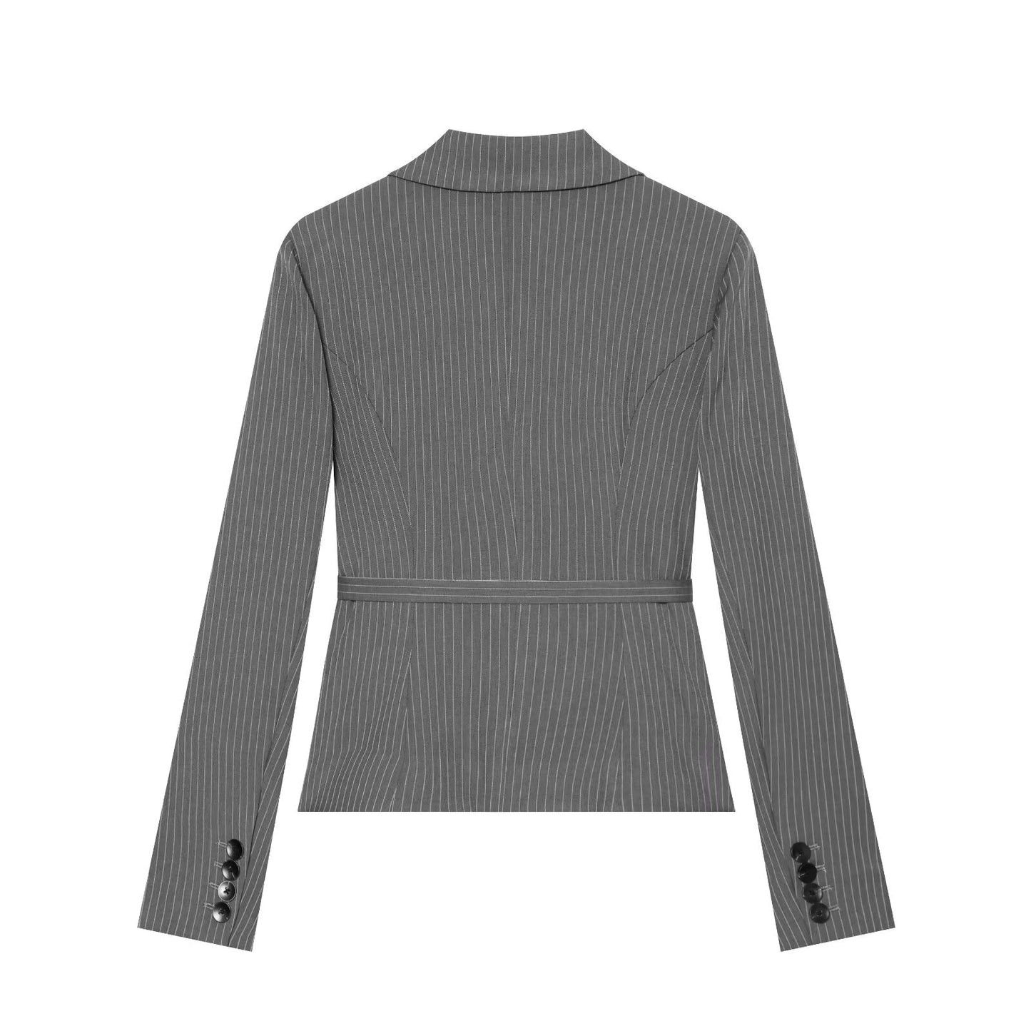 Women's with Belt striped lapel Blazer Coat