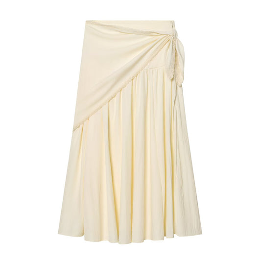 Women's scarf knot decoration pleated Midi skirt