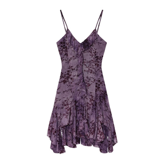 Women's layered decorative flocking tulle dress