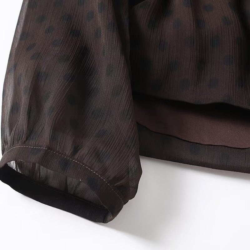 suit Women's 2 pieces new polka dot V-neck shirt+Skirt