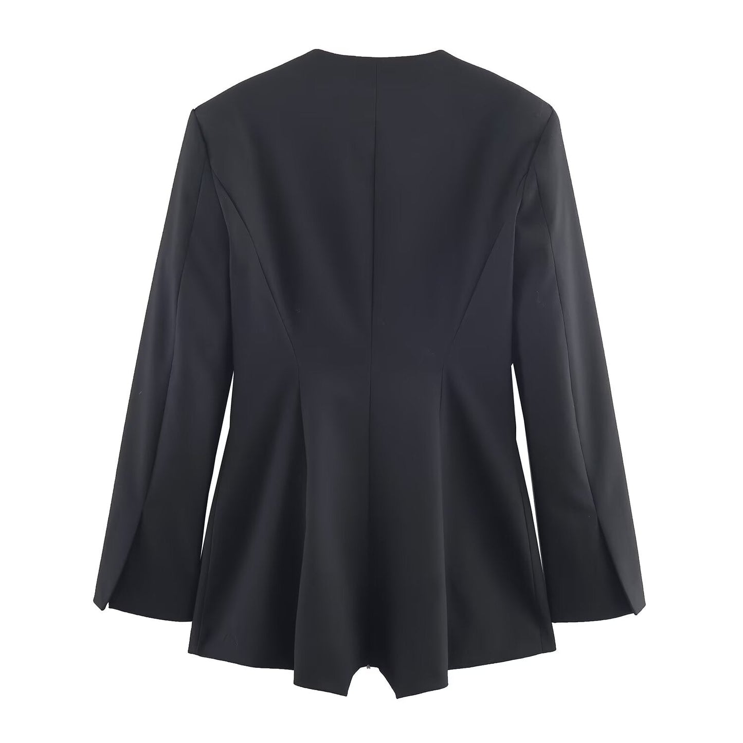 Women's black V-neck Blazer Coat style short jumpsuit