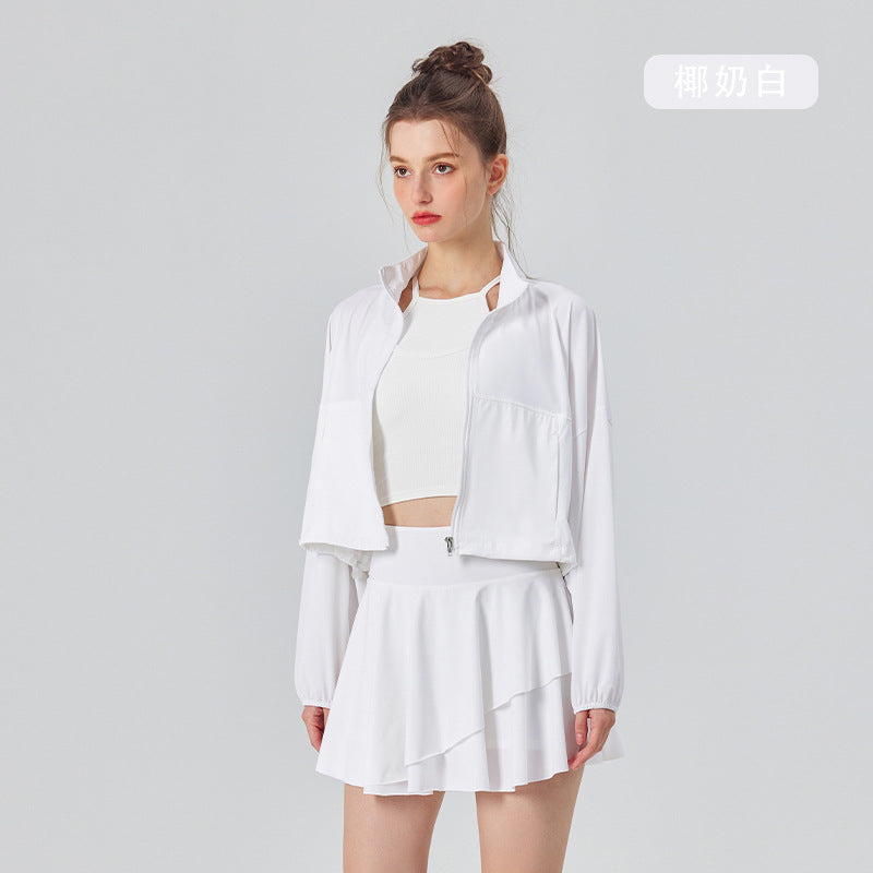 Women's new outdoor long-sleeved sunscreen coat pleated skirt suit
