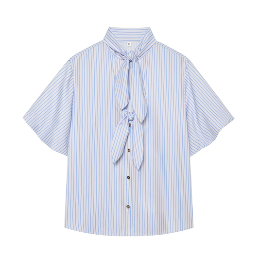 Women's bow decoration striped top