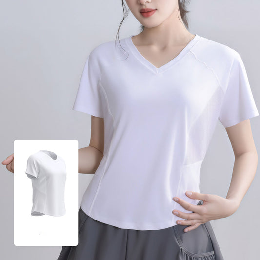 2026 women's new back mesh fitness running short sleeve T-shirt