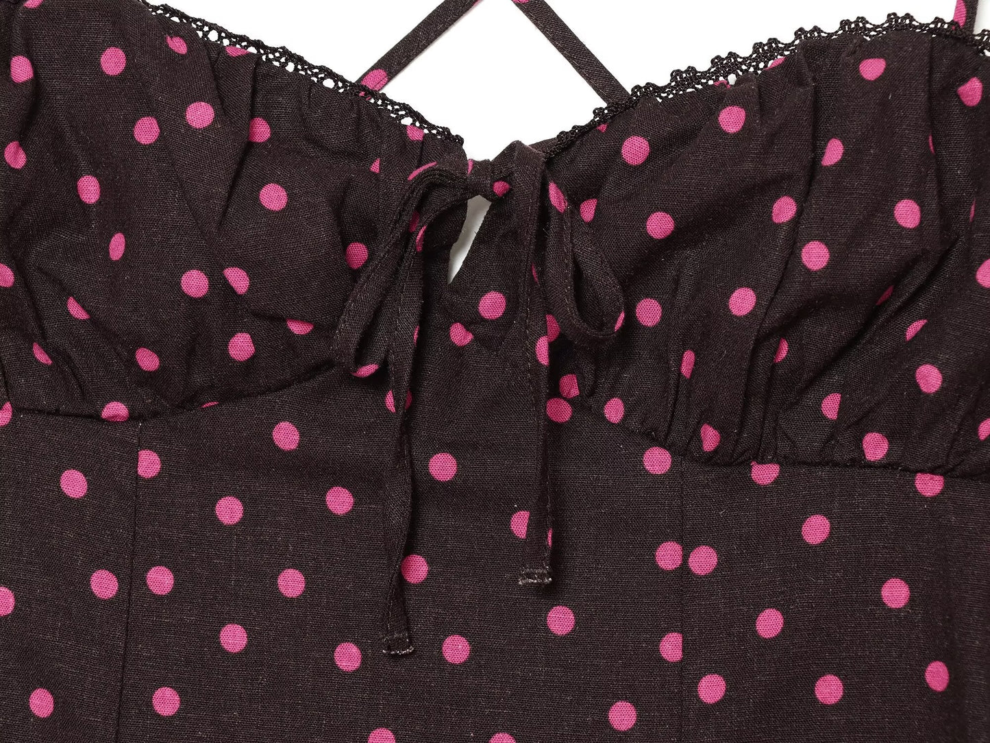 Women's polka dot suspender MIDI dress