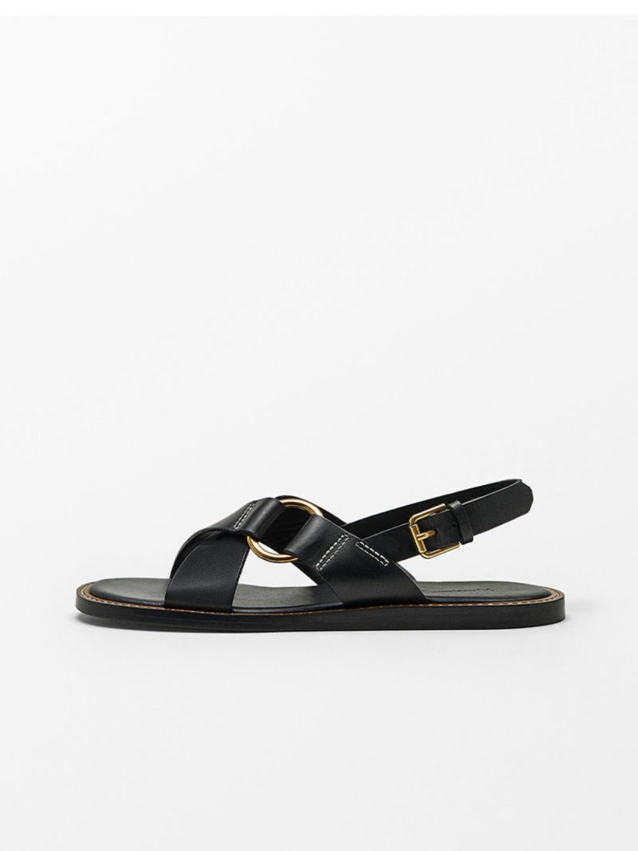 Women's New Casual Joker Leather Cross Strap Design Flat Slippers Roman Sandals