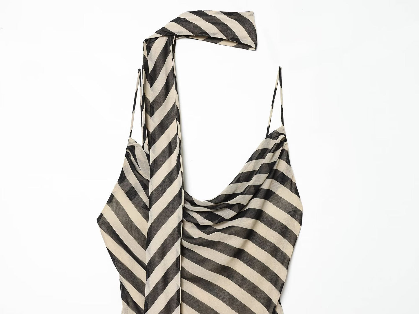 Women's ribbon decoration striped Swing collar dress