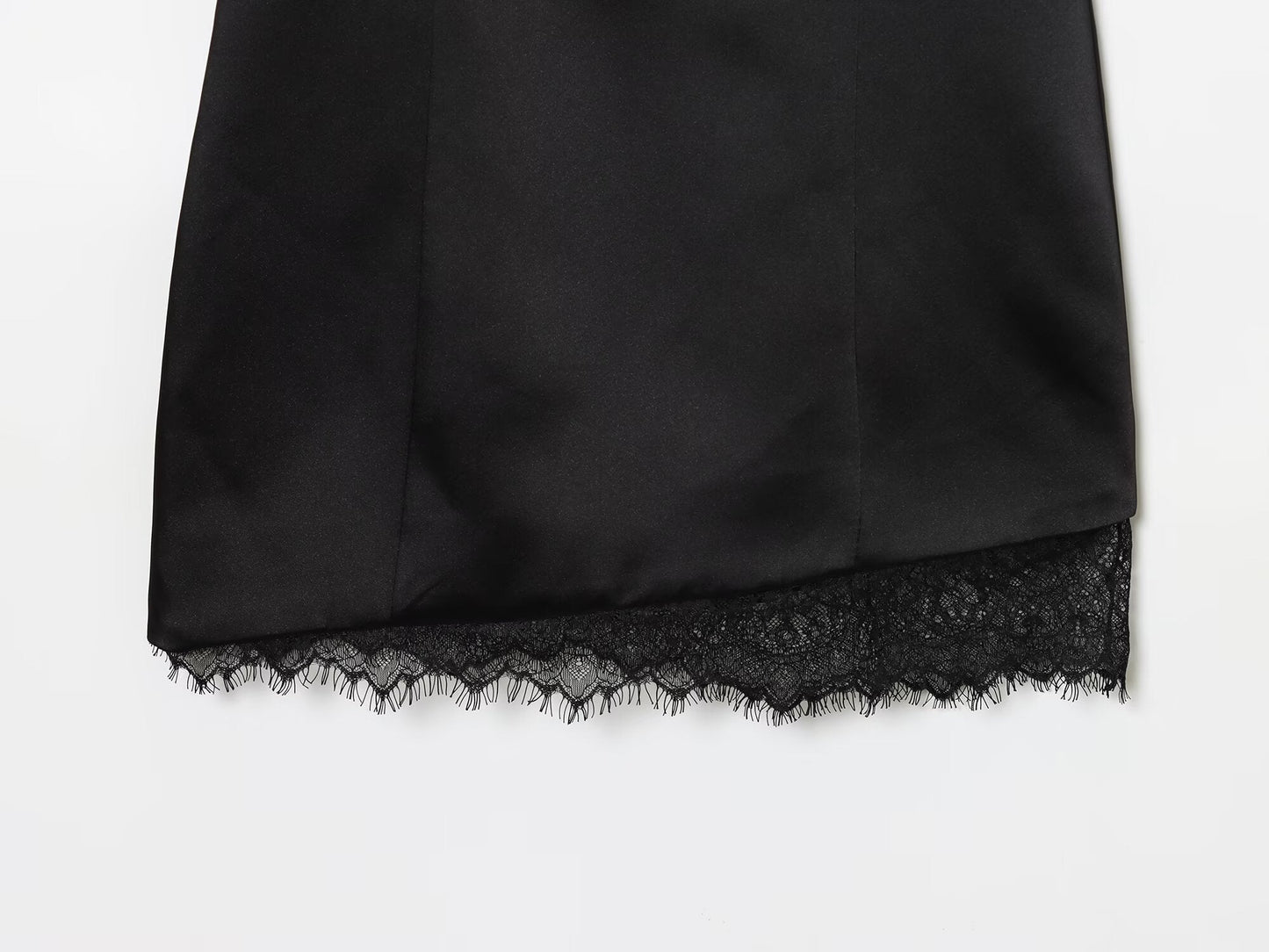 Women's new satin texture sexy lace suspender mini dress