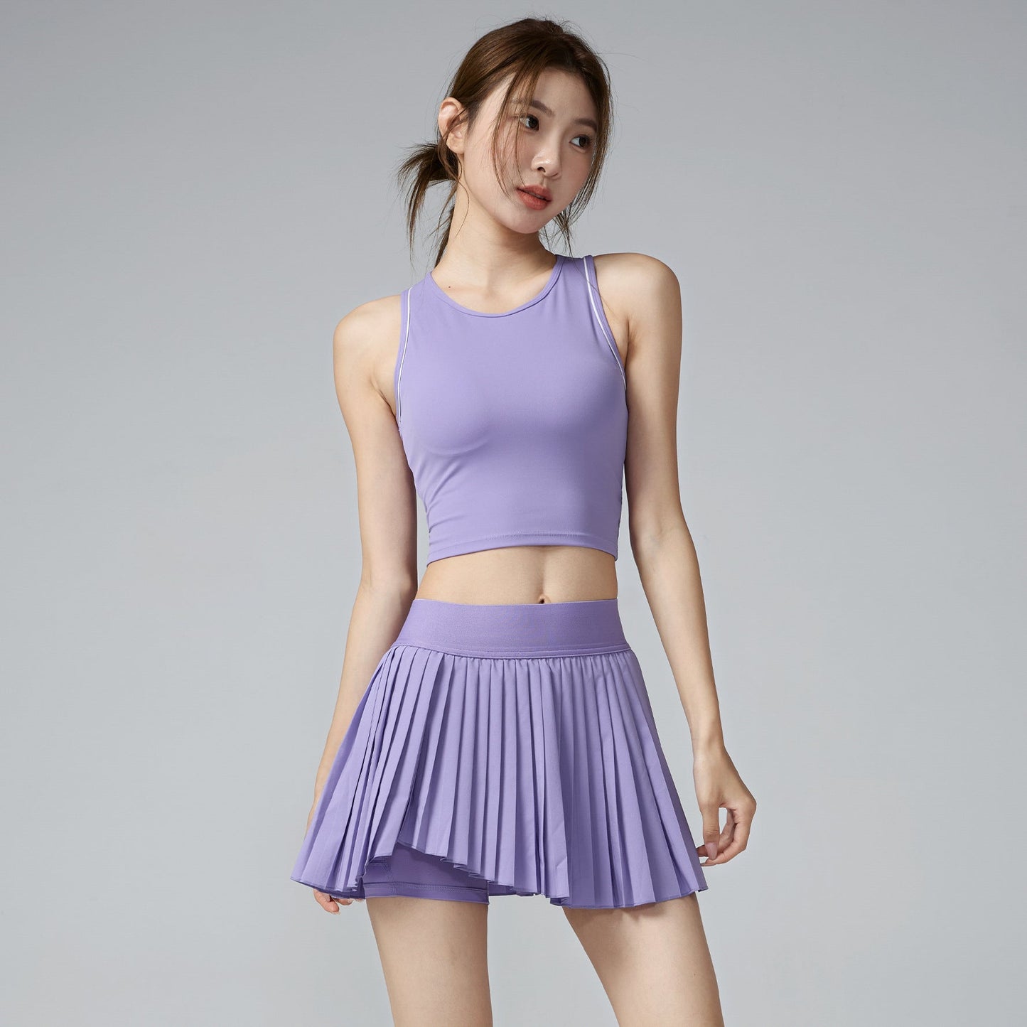 Women's new quick-drying vest pleated skirt fitness suit