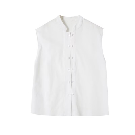 Women's casual linen blend sleeveless shirt