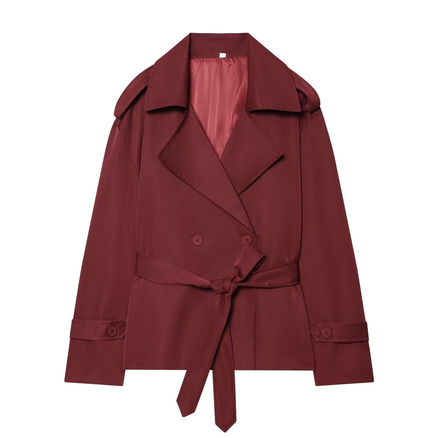 Women's with Belt short double breasted windbreaker Coat