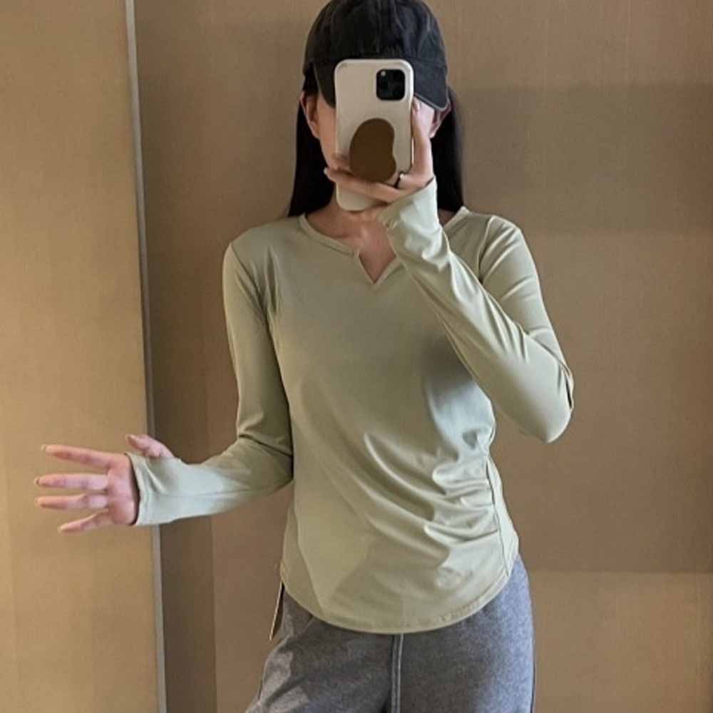 2026 new women's V-neck fitness yoga quick-drying T-shirt bottoming shirt