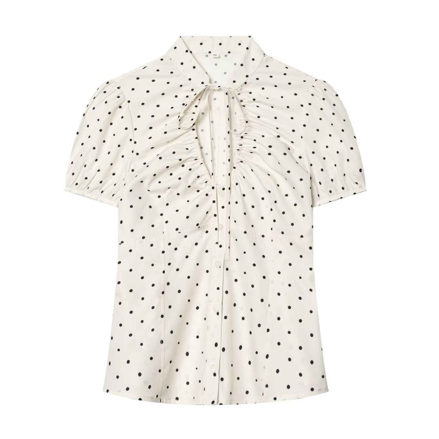 Women's bow decoration pleated poplin top